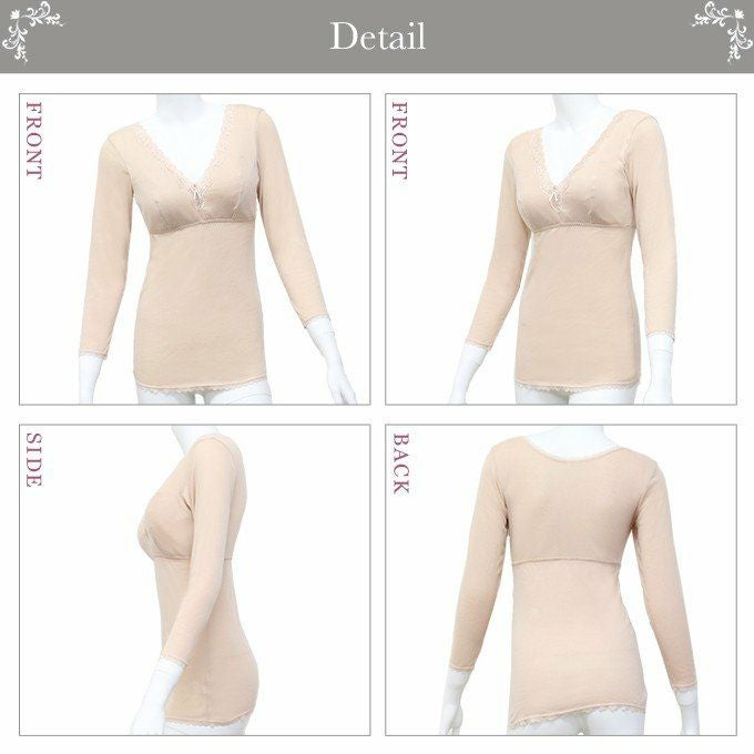 SUBROSA サブローザ 8分袖ブラキャミ 2283 下着 レディース インナー 女性 ランジェリー スリップ 浴衣 ロング 透け防止 下着透け対策 透けない 綿 花柄 レース 響かない 大きいサイズ 浴衣スリップ M L LL 長袖 綿100％ 八分袖 インナーシャツ カップ付き レース 渡辺商店