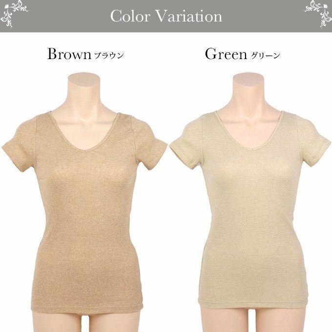 日本製 人にも環境にも優しく オーガニックカラードコットン１００％ 半袖インナー 3044 レディース 女性 トップス 綿100％ インナー 肌着 無地 シンプル 綿花 涼しい 大きいサイズ 汗 吸湿性 通気性 伸縮性 ストレッチ 新作 アンダーウェア ウエア M L LL 3L 4L 5L