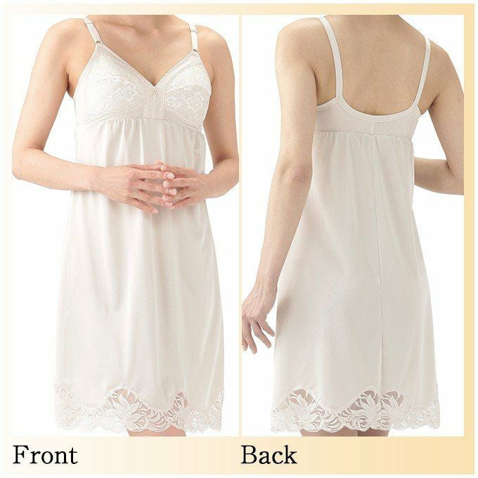 吸水速乾 静電気防止 カップ付きスリップ 5003Q 日本製 下着 レディース インナー ランジェリー スリップ 浴衣 ペチコート ロング 透け防止 下着透け対策 シームレス 響かない シンプル 大きいサイズ ブラスリップ カップ付き 浴衣スリップ M L LL 袖なし