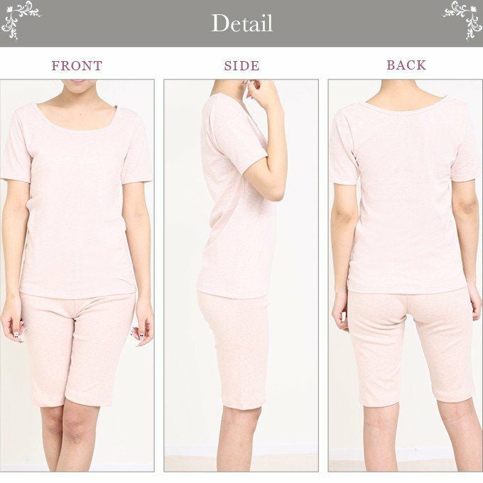 日本製 オーガニックコットン100％ シンプル 3分袖インナー 8174rt 日本製 綿100％ レディース 女性 トップス インナー シャツ 肌着 無地 涼しい 大きいサイズ 汗 吸湿性 通気性 アンダーウェア ウエア M L LL XL Tシャツ Uネック 渡辺商店 インナーシャツ 半袖 三分袖