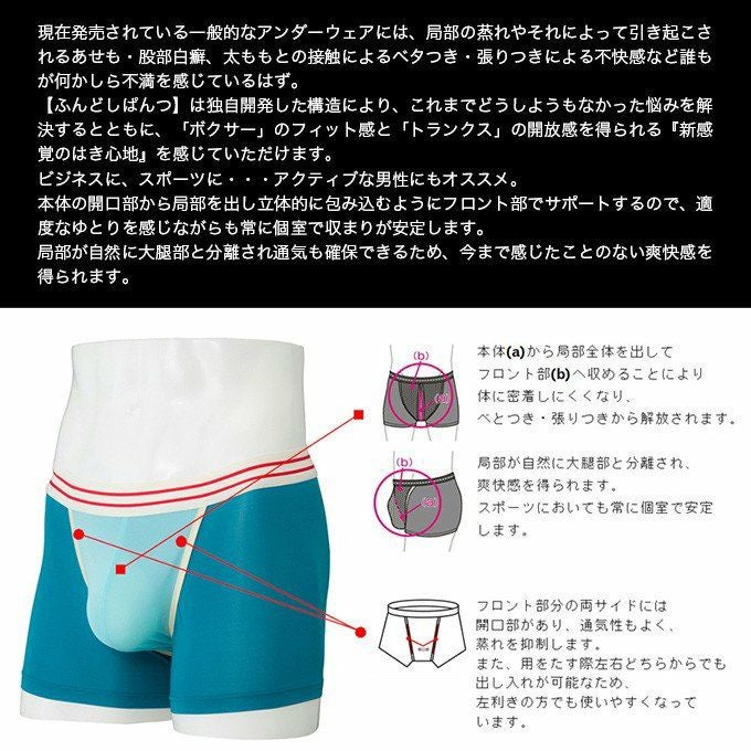 SkySour ふんどしパンツ (BF) スカイタイプ 送料無料 ボクサーパンツ メンズ パンツ ショーツ 下着 ボクサートランクス 二重構造 おしゃれ 防臭 消臭 部屋干 プレゼント ギフト 大きいサイズ M L LL 機能性 インナー ふんどし ショーツ 日本製 スカイサワー 黒