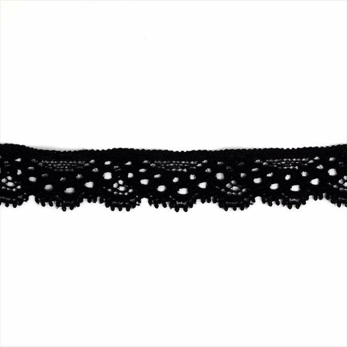 ガーリーなブラックの細レース チュールレース カット売り ハンドメイド DIY 手芸用 アクセサリー 生地 単品 レース