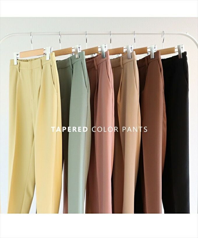 とろみ素材 ウエストゴム センタープレス テーパード パンツ レディース フロントホック バックポケット ボトムス ボトム ロング丈 パンツ 楽チンパンツ おしゃれ オシャレ かわいい 大人 きれいめ オフィス カジュアル シンプル サイズ M L 春夏 秋冬 春 夏 秋 冬