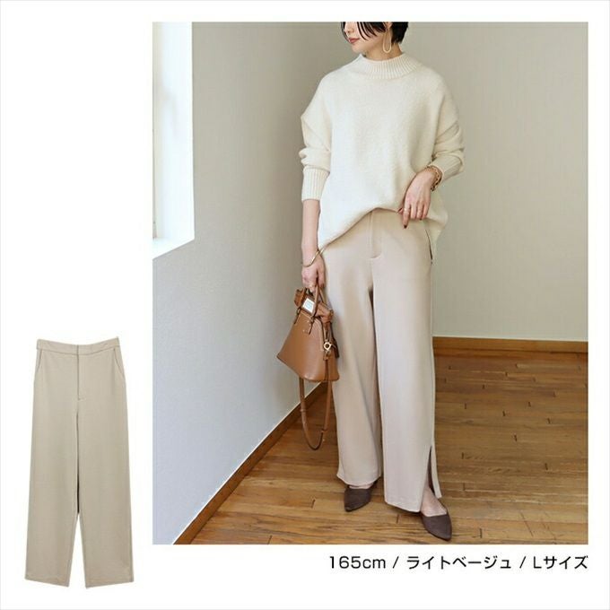 サイドジップ ウエストゴム ポンチ ロング パンツ レディース 2way ポンチ素材パンツ ロングパンツ ボトムス ボトム ロング丈 パンツ 楽チンパンツ おしゃれ オシャレ かわいい 大人 きれいめ ウエストゴム 黒 オフィス カジュアル サイズ M L 春夏 春 夏 秋冬 秋 冬