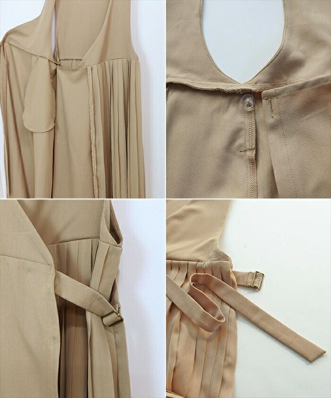 サイドプリーツ ベルト付き ラップ ワンピース レディース アシメトリー ジャンパースカート シフォンジョーゼット 配色 カシュクールワンピース おしゃれ オシャレ かわいい 大人 ロング丈 きれいめ ゆったり オフィス カジュアル 春夏 秋冬 シンプル サイズ M 秋 冬 春 夏