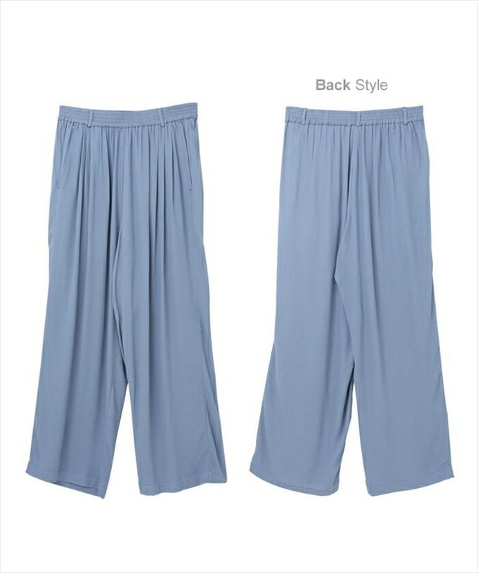 ジョーゼット ウエストゴム カラー イージーパンツ レディース 体型カバー セミワイド リラックス ワンマイルウェア ボトムス ボトム ロング丈 パンツ 楽チンパンツ イージーパンツ おしゃれ かわいい 大人 きれいめ カジュアル M 春 夏 秋 送料無料 