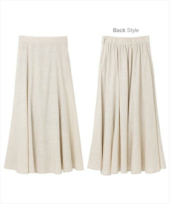 レーヨン リネン フレア ロング スカート レディース ウエストゴム サイドポケット コンシールファスナー マーメイドライン ロングスカート 美ライン 女性 ボトムス ボトム スカート フレアー おしゃれ かわいい 大人 きれいめ 春夏 カジュアル ナチュラル 黒 M L 春 夏 秋
