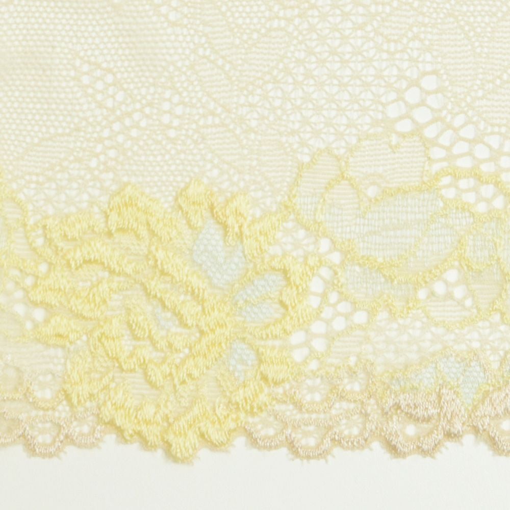 鮮やかなイエローカラーの花柄レース (幅 約16cm) 手芸用 アクセサリー 生地 単品 レース