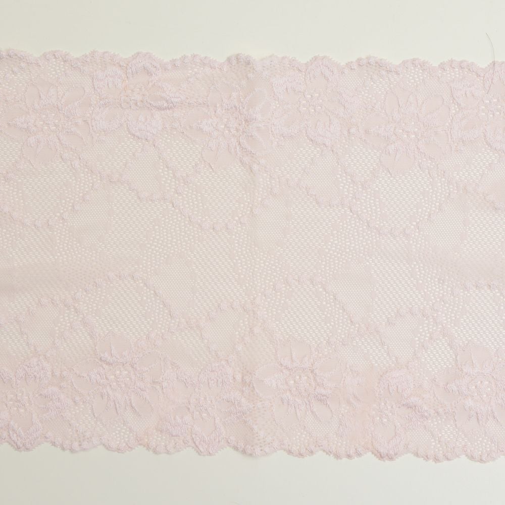 可愛らしいピンクの花柄レース (幅 約21cm) 手芸用 アクセサリー 生地 単品 レース