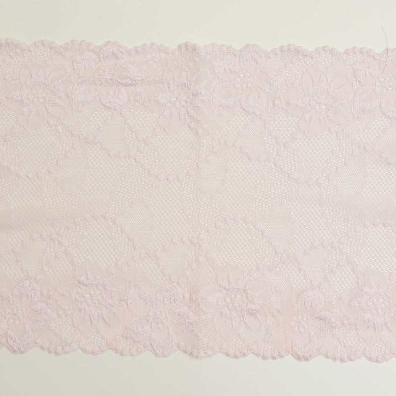 可愛らしいピンクの花柄レース (幅 約21cm) 手芸用 アクセサリー 生地 単品 レース
