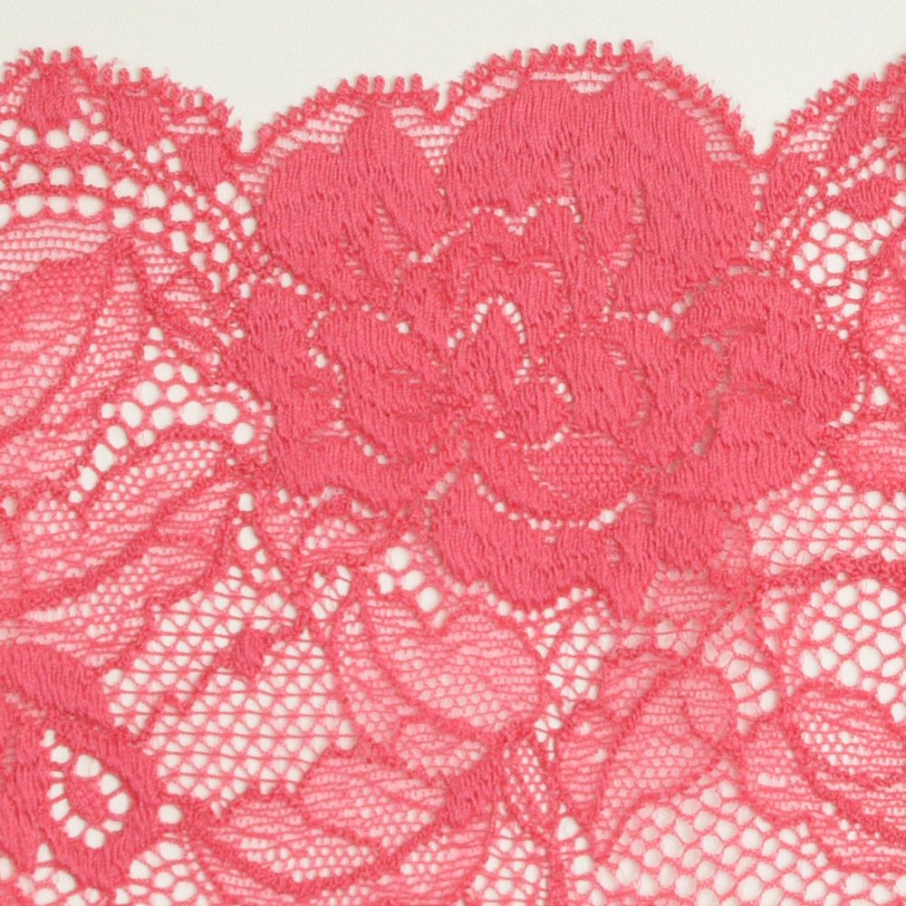 花柄模様のピンクカラーレース (幅 約16cm) 手芸用 アクセサリー 生地 単品 レース
