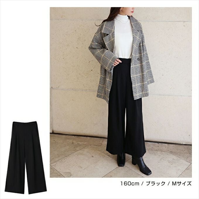 フェイクウール ウール調 オモテ起毛 ワイド タック ワイドパンツ ウエストゴム レディース ベルトループ 暖か M/Lサイズ ロングパンツ ボトムス ボトム ロング丈 楽チンパンツ おしゃれ 大人 カジュアル きれいめ 暖かい あったか M L 秋 冬 春 起毛