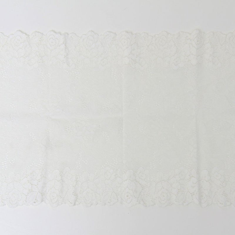 エレガントなバラ柄　広幅ストレッチレース (幅 約20.5cm) 手芸用 アクセサリー 生地 単品 レース