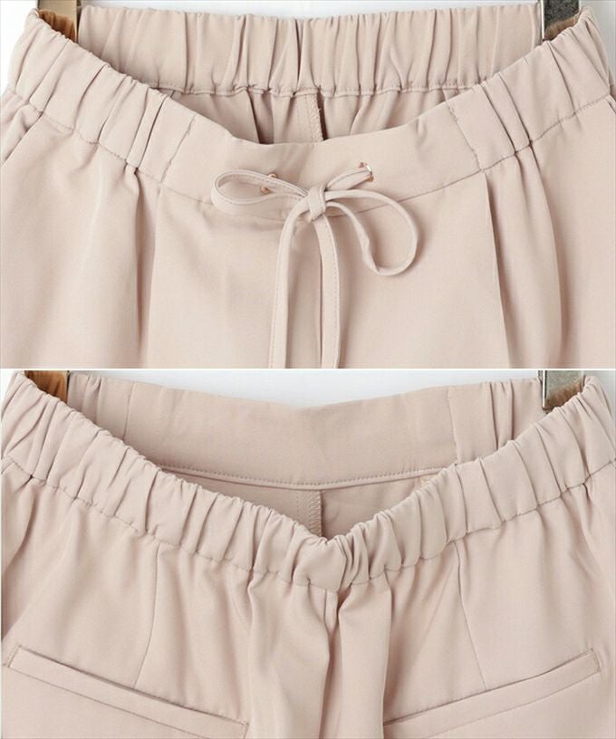 ストレッチ ドローストリング テーパードパンツ ウエストゴム レディース 美脚 上品 キレイ見え ロングパンツ ボトムス ボトム ロング丈 楽チンパンツ おしゃれ 大人 カジュアル きれいめ かわいい スラックス S M L 春 夏 秋 冬 送料無料