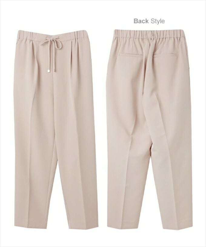 ストレッチ ドローストリング テーパードパンツ ウエストゴム レディース 美脚 上品 キレイ見え ロングパンツ ボトムス ボトム ロング丈 楽チンパンツ おしゃれ 大人 カジュアル きれいめ かわいい スラックス S M L 春 夏 秋 冬 送料無料