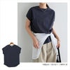 USAコットン 汗染み防止 フレンチスリーブ 半袖 Tシャツ レディース オーバーサイズ ラウンドヘム 体型カバー きれいめ おしゃれ カジュアル かわいい ナチュラル オフィス 女性 ボーダートップス TOPS 大人ファッション 上品 春 夏 秋 綿100％ 送料無料 M
