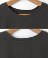 コットン天竺 フレンチスリーブ Tシャツ レディース クルーネック オーバーサイズ スリット ヘムライン 体型カバー きれいめ おしゃれ カジュアル かわいい ナチュラル オフィス 女性 シンプルトップス TOPS 大人ファッション 上品 春 夏 綿100％ 送料無料 M