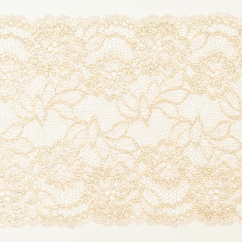 ベージュ×ピンクの花柄レース (幅 約14.5cm) 手芸用 アクセサリー 生地 単品 レース