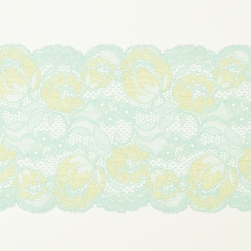ミントグリーンの花柄レース (幅 約10.5cm) 手芸用 アクセサリー 生地 単品 レース 
