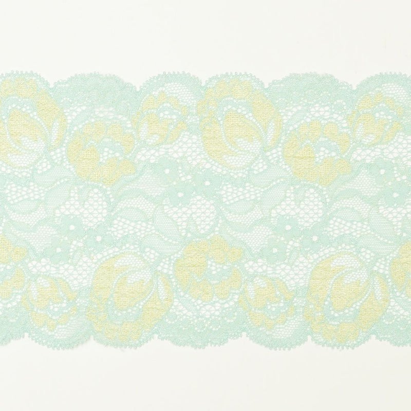 ミントグリーンの花柄レース (幅 約10.5cm) 手芸用 アクセサリー 生地 単品 レース 