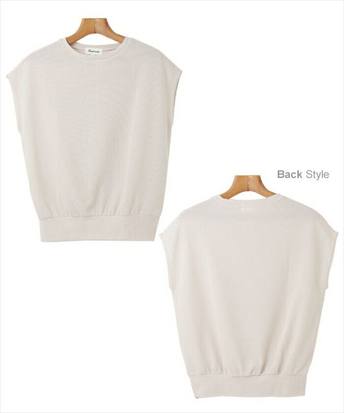 Tシャツ レディース 半袖 ノースリーブ ニット 黒 フレンチスリーブ ニットカットソー トップス カットソー 無地 Uネック クルーネック きれいめ おしゃれ カジュアル かわいい ナチュラル 女性 シンプルトップス TOPS 大人ファッション 上品 春 夏 送料無料 M L