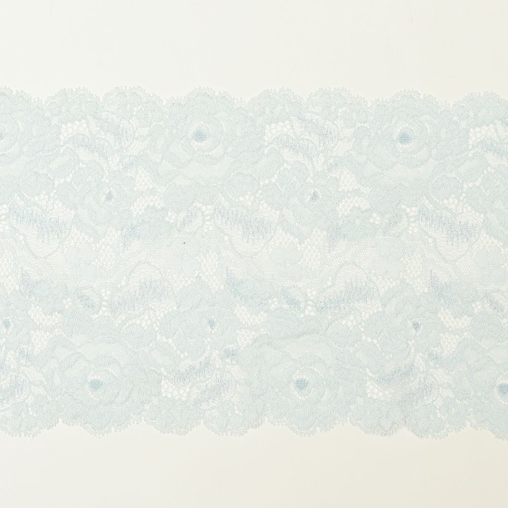 爽やかなブルーの花柄レース (幅 約14.5cm) 手芸用 アクセサリー 生地 単品 レース