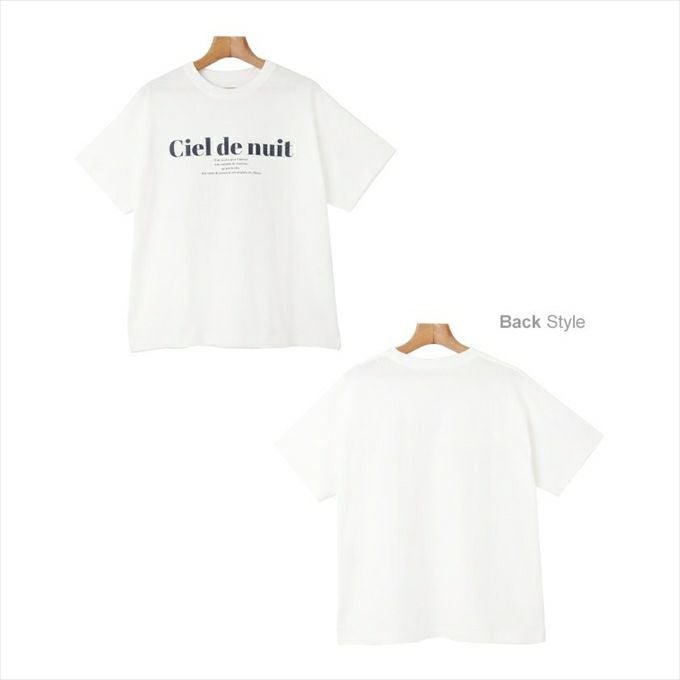 コットン天竺 ロゴプリント 半袖 Tシャツ レディース クルーネック フレンチ サイドスリット きれいめ おしゃれ カジュアル かわいい ナチュラル 女性 シンプルトップス TOPS 大人ファッション 英字 無地 tシャツ 上品 春 夏 秋 送料無料 S M