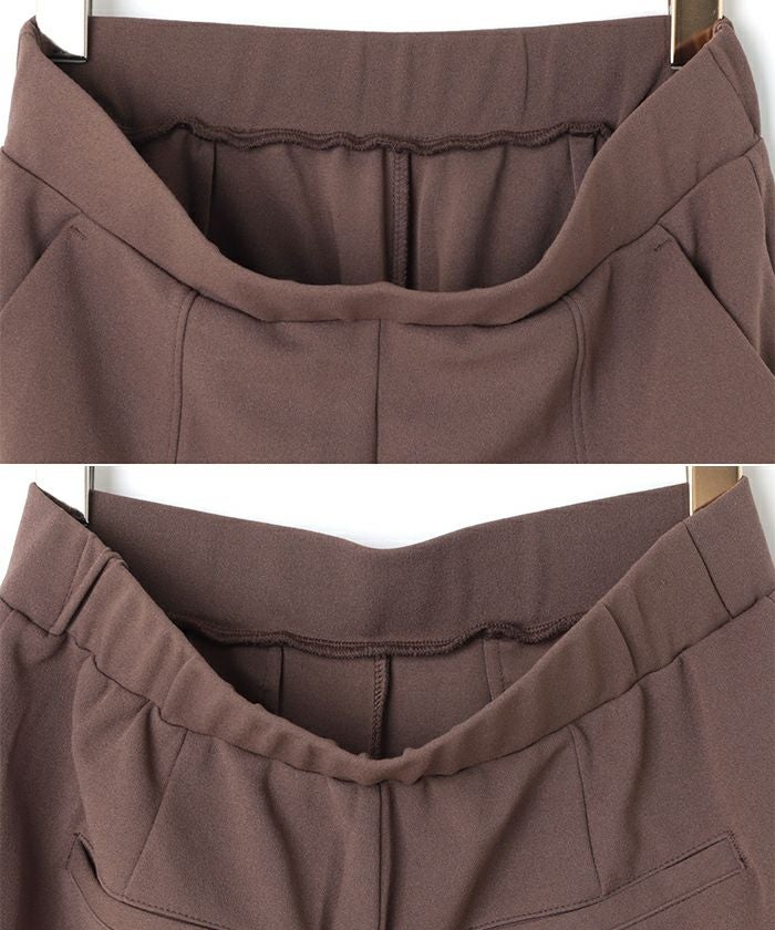 梨地ポンチ センタースリット パンツ ウエストゴム レディース サイドポケット フレア キレイめ シボ感 ボトムス ボトム ロング丈 楽チンパンツ おしゃれ 大人 ファッション カジュアル きれいめ かわいい スラックス S M L 春 夏 秋 冬 送料無料 