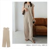 梨地ポンチ キーネック オールインワン レディース 2way ホック付き ラウンドネック サイドポケット 体型カバー キレイめ 上品 シンプル 無地 ボトム おしゃれ かわいい 大人 ファッション きれいめ ゆったり オフィス カジュアル ナチュラル 袖なし 春夏 秋 送料無料 M L