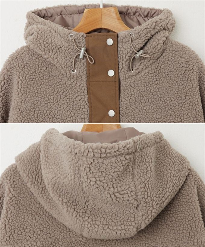 シープ ボア ブルゾン パーカー レディース アウター ジャケット ブルゾン ジャンパー カジュアル オーバーサイズ 体型カバー フード付き サイドポケット 防寒対策 暖か トレンド 暖かい アウター 大人 きれいめ おしゃれ カジュアル 女性 大人 春 秋 冬 M 送料無料 M