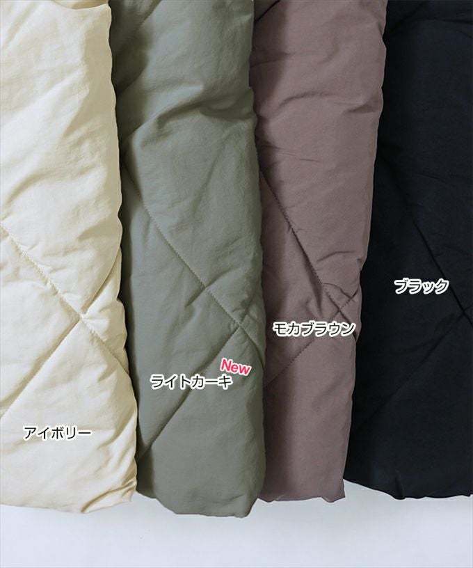 オーバーサイズ ダイヤ キルティング フェイクダウン ジャケット レディース アウター ブルゾン ハイネック ドローコード 中綿 2way サイドポケット 防寒 暖か トレンド 暖かい アウター 大人 きれいめ おしゃれ カジュアル 女性 大人 秋 冬 M 送料無料 M