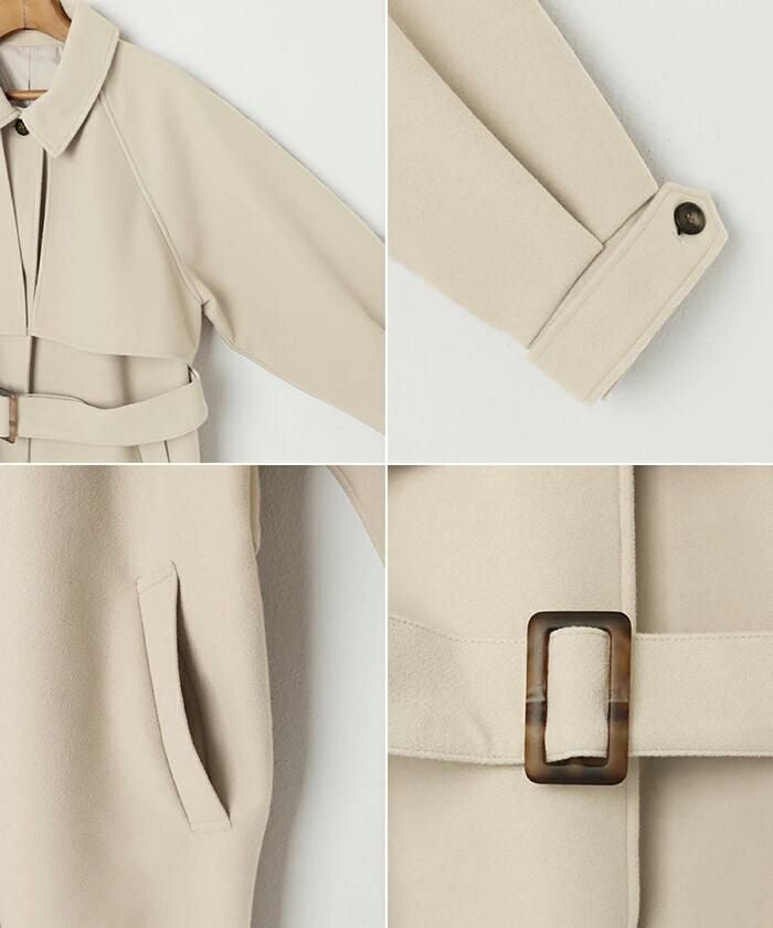 フェイクウール ウエストベルト付き ロング丈 トレンチコート レディース アウター コート カジュアル ボリューム袖 体型カバー 羽織り 暖かい アウター 大人 きれいめ おしゃれ カジュアル ナチュラル シンプル オフィス 女性 アラサー アラフォー 秋 冬 M L 送料無料 M