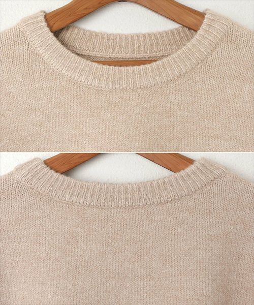 天竺編み ボックスシルエット 長袖 ニット トップス レディース カジュアル オーバーサイズ 体型カバー ボリューム袖 クルーネック サイドスリット あったか ゆったり トレンド きれいめ おしゃれ かわいい カジュアル 大人 女性 春 秋 冬 レディース 暖かい セーター M t04