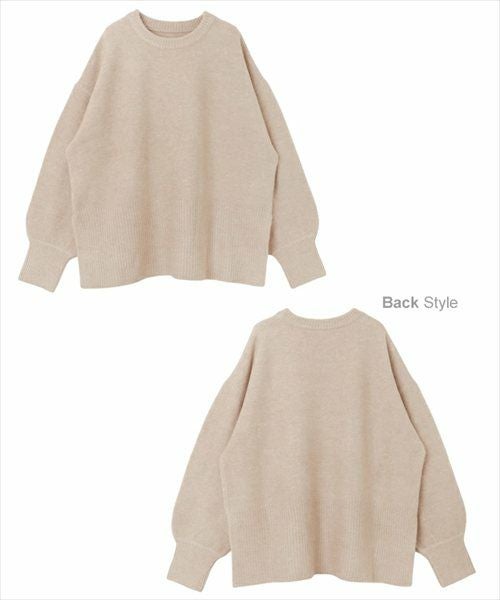 天竺編み ボックスシルエット 長袖 ニット トップス レディース カジュアル オーバーサイズ 体型カバー ボリューム袖 クルーネック サイドスリット あったか ゆったり トレンド きれいめ おしゃれ かわいい カジュアル 大人 女性 春 秋 冬 レディース 暖かい セーター M t04