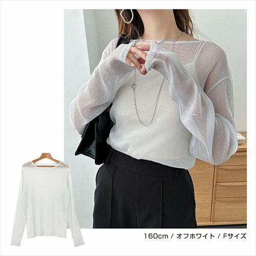 ラメ シアー 長袖 トップス レディース チュール トレンド 透け感 シンプル レイヤード 重ね着 ゆったり 楽ちん トレンド こなれ感 カジュアル かわいい ナチュラル 女性 シンプルトップス TOPS 無地 長袖トップス 上品 春 夏 秋 送料無料 M 【mail】 t01