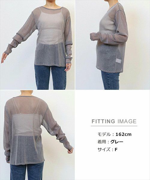 ラメ シアー 長袖 トップス レディース チュール トレンド 透け感 シンプル レイヤード 重ね着 ゆったり 楽ちん トレンド こなれ感 カジュアル かわいい ナチュラル 女性 シンプルトップス TOPS 無地 長袖トップス 上品 春 夏 秋 送料無料 M 【mail】 t01