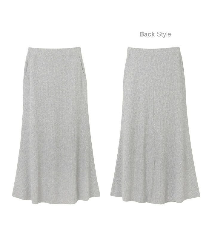 セルフカット リブ マーメイド フレア スカート ウエストゴム レディース ボトム ストレッチ カットソー サイドポケット付き 楽ちん 美ライン カジュアル ロングスカート 上品 ボトムス おしゃれ 大人 ファッション きれいめ カジュアル 春 夏 秋 冬 送料無料 t01