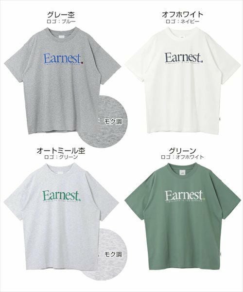 Earnest ロゴプリント 半袖 Tシャツ レディース メンズ 男女兼用 ユニセックス ノームコア トップス カットソー コットン100％ クルーネック オーバーサイズ 刺繍 シンプル ベーシック カジュアル M L XL XXL 大きいサイズ 春 夏 秋 ANME アンメ ユニセックス 【mail】 t01