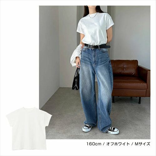 汗染み防止 コンパクト フレンチスリーブ Tシャツ レディース トップス カットソー 半袖Tシャツ 汗じみ 機能性 インナー 半袖 体型カバー 二の腕カバー コットン 無地 カジュアル オフィス 汗染み対策 ナチュラル 女性トップス 上品 春 夏 秋 綿100％ 送料無料 【mail】 t03