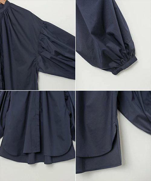 イージーケア ボリューム シャツ ブラウス レディース トップス シャツブラウス 綿シャツ 羽織 長袖 ボリューム袖 体型カバー ゆったり チュニック evernavy エバーネイビー きれいめ 上品 セレモニー オフィス カジュアル おしゃれ トレンド 上品 春 夏 秋 送料無料 t03