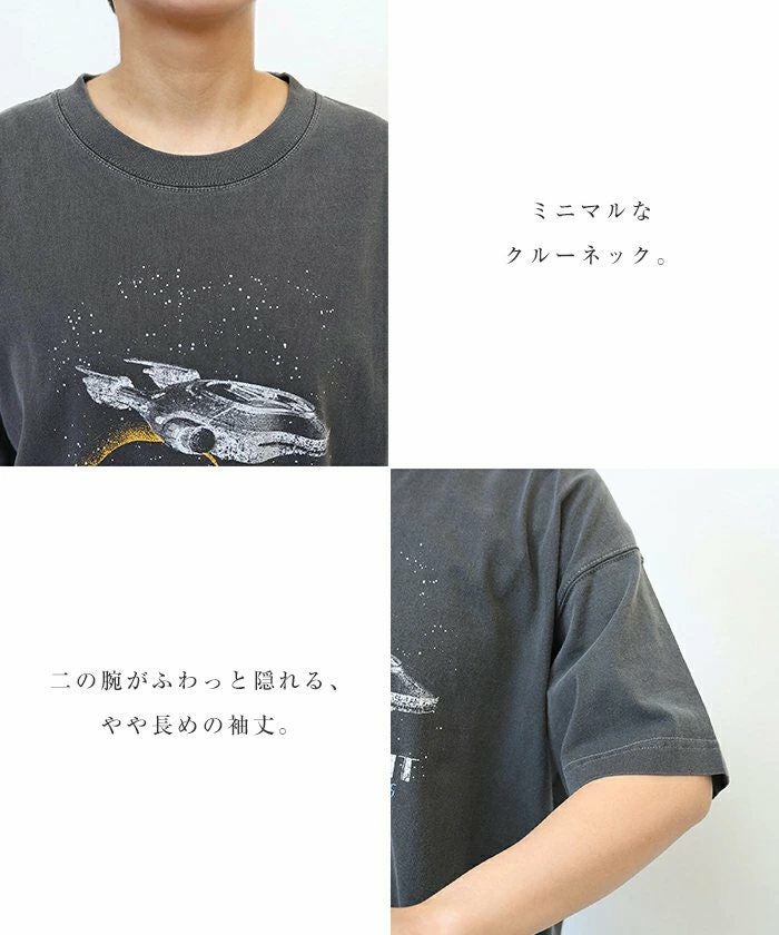 宇宙プリント 半袖 Tシャツ レディース メンズ 男女兼用 ユニセックス ノームコア トップス カットソー 綿100％ 体型カバー ゆったり オーバーサイズ ピグメント加工 M L XL XXL 春夏 春 夏 秋 ANME アンメ ナチュラル おしゃれ かわいい 綿100％ 送料無料 【mail】 t03
