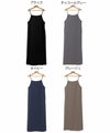 キャミワンピース ワンピース レディース キャミソール ストレート Iライン スクエアネック とろみ 細見え ロング丈 ツイル サイドポケット 上品 セレモニー きれいめ 春 夏 秋 冬 大人 ファッション きれいめ ゆったり オフィス カジュアル ナチュラル 送料無料 t03