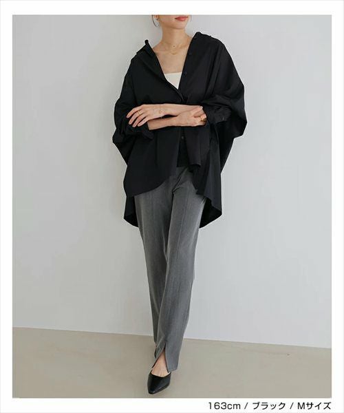イージーケア ポンチョ シャツ ブラウス レディース トップス 長袖シャツ シャツブラウス カーディガン 羽織り オーバーサイズ 体型カバー ゆったり 楽ちん セレモニー きれいめ オフィス カジュアル オールシーズン 春 夏 秋 冬 シンプル 長袖トップス 大人 春夏 秋冬 t04