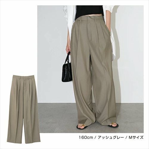 2タック セミワイド ロング パンツ レディース ボトム ワイドパンツ ロングパンツ スラックス ズボン ウエストゴム 体型カバー 太ももカバー ゆったり 楽ちん ポケット ツイル セレモニー きれいめ オフィス カジュアル ボトムス かわいい おしゃれ 大人 春 夏 秋 冬 t04