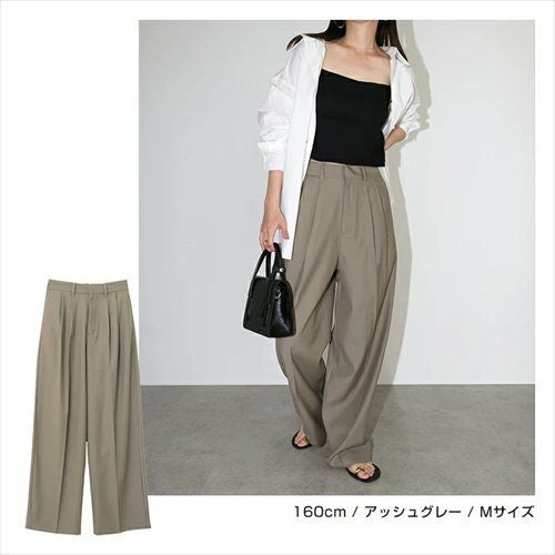 2タック セミワイド ロング パンツ レディース ボトム ワイドパンツ ロングパンツ スラックス ズボン ウエストゴム 体型カバー 太ももカバー ゆったり 楽ちん ポケット ツイル セレモニー きれいめ オフィス カジュアル ボトムス かわいい おしゃれ 大人 春 夏 秋 冬 t04