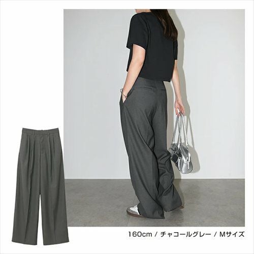 2タック セミワイド ロング パンツ レディース ボトム ワイドパンツ ロングパンツ スラックス ズボン ウエストゴム 体型カバー 太ももカバー ゆったり 楽ちん ポケット ツイル セレモニー きれいめ オフィス カジュアル ボトムス かわいい おしゃれ 大人 春 夏 秋 冬 t04