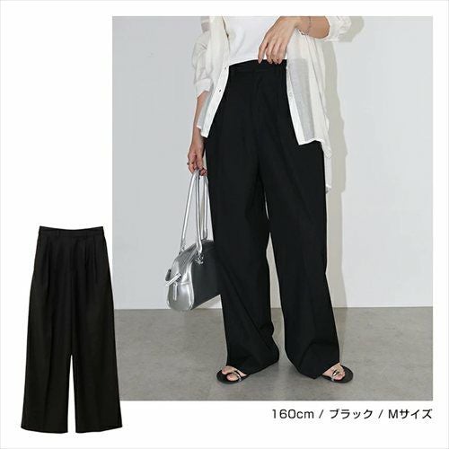 2タック セミワイド ロング パンツ レディース ボトム ワイドパンツ ロングパンツ スラックス ズボン ウエストゴム 体型カバー 太ももカバー ゆったり 楽ちん ポケット ツイル セレモニー きれいめ オフィス カジュアル ボトムス かわいい おしゃれ 大人 春 夏 秋 冬 t04