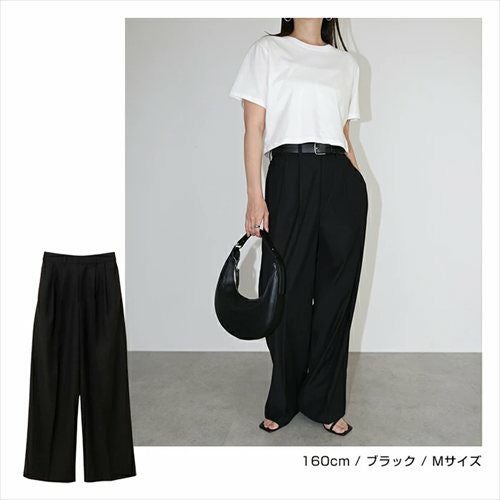 2タック セミワイド ロング パンツ レディース ボトム ワイドパンツ ロングパンツ スラックス ズボン ウエストゴム 体型カバー 太ももカバー ゆったり 楽ちん ポケット ツイル セレモニー きれいめ オフィス カジュアル ボトムス かわいい おしゃれ 大人 春 夏 秋 冬 t04