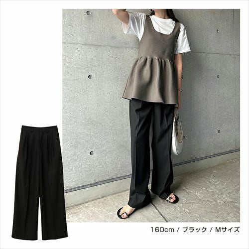 2タック セミワイド ロング パンツ レディース ボトム ワイドパンツ ロングパンツ スラックス ズボン ウエストゴム 体型カバー 太ももカバー ゆったり 楽ちん ポケット ツイル セレモニー きれいめ オフィス カジュアル ボトムス かわいい おしゃれ 大人 春 夏 秋 冬 t04