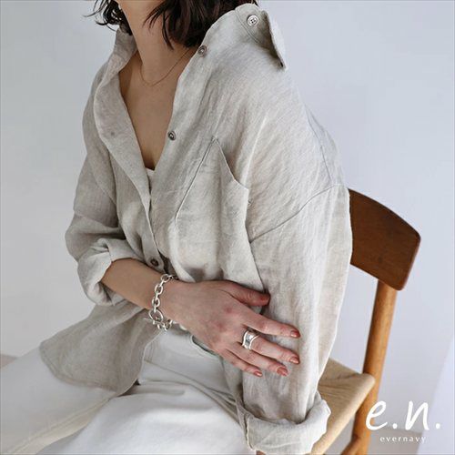 リネン オーバーサイズ シャツ レディース トップス リネンシャツ